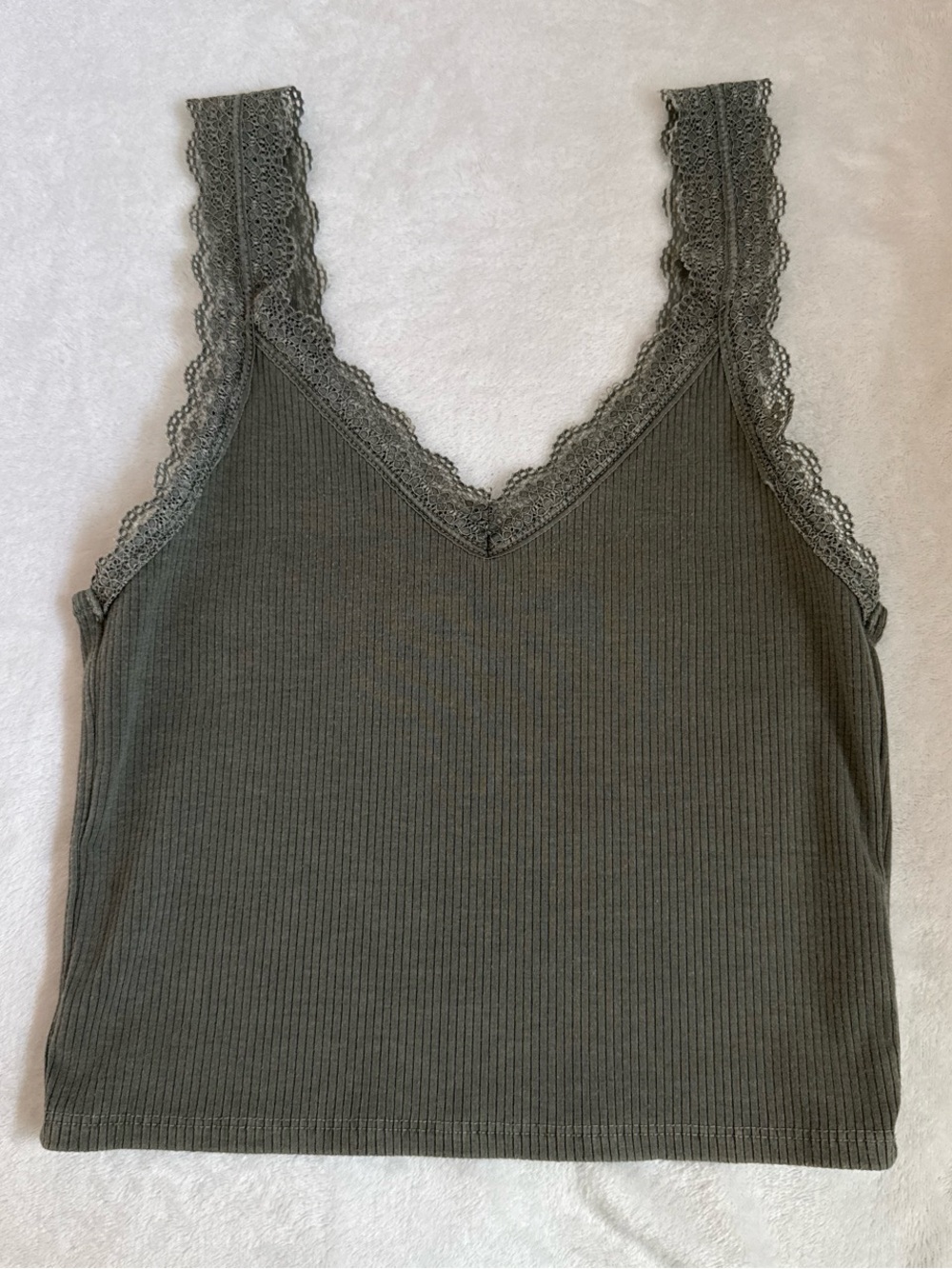 American Eagle Lace Trim Ribbed Tank